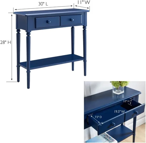 Vista 3 de Leick Home Mesa consola Costal, 30 pulgadas, azul marino