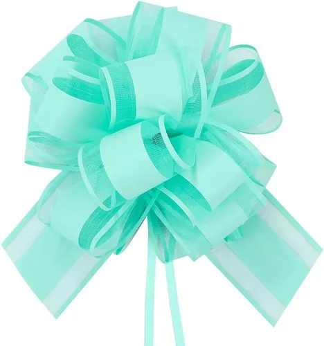 Vista 10 de 6 piezas de lazos de tirar, lazo de regalo verde frijol, 6 pulgadas, Navidad, fiesta, regalo de cumpleaños, boda, lazos de cinta para envolver cajas