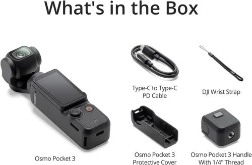Vista 8 de DJI Osmo Pocket 3 Cámara Gimbal, Bundle con Power Bank, Estuche de Transporte, Protector de Pantalla, Tarjeta de Memoria de 64GB y Lector