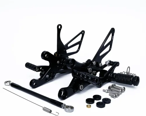 Vista 3 de Reposapiés de motocicleta ajustable de aluminio para Yamaha YZF R6 1999 2000 2001 2002 (negro)