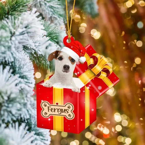 Vista 37 de Adorno de Navidad personalizado de Akita Inu, nombre personalizado Akita Inu para árbol de Navidad, en caja de regalo roja