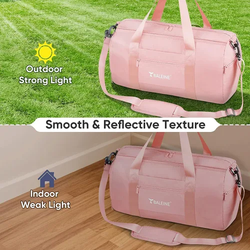 Vista 8 de BALEINE bolso de gimnasio para mujeres y hombres, pequeño bolso de lona impermeable y ligero para deportes, gimnasios y escapadas de fin de semana