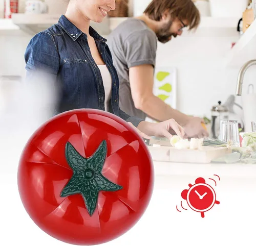 Vista 4 de Temporizador de cocina mecánico estilo tomate Fácil de usar, sin batería Perfecto para cocinar y hornear Reloj temporizador lindo y decorativo