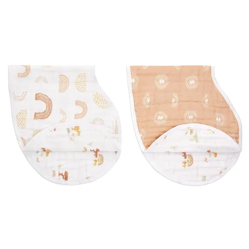 Vista 7 de aden + anais Babero de muselina 100% algodón Burpy – Babero de bebé de cierre de broches con paño de baba de 4 capas absorbente de uso múltiple