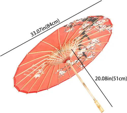 Vista 2 de Asian Home Paraguas aceitado chino hecho a mano impermeable del paraguas de papel 33" flor del ciruelo
