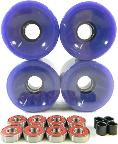 Vista 9 de Ruedas de monopatín de 70 mm y espaciadores de rodamiento ABEC 7 Gel Azul