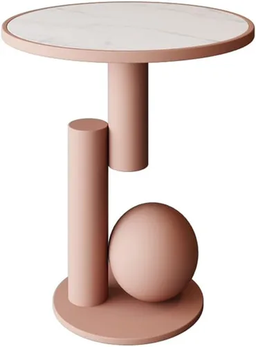 Vista 5 de Mesa auxiliar redonda moderna de mármol de 15.7 pulgadas, mesa auxiliar decorativa (negro)