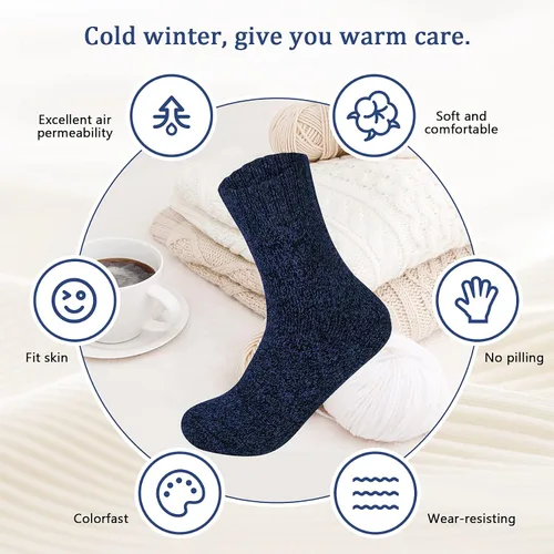 Vista 2 de YSense 5 Pairs Womens Wool Socks Thick Knit Warm Winter Socks Cozy Comfy Socks Gifts for Women