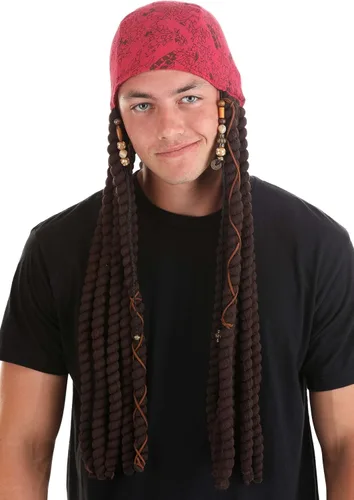 Vista 5 de Disney Jack Sparrow Costume Pirate Scarf with Attached Dreadlocks