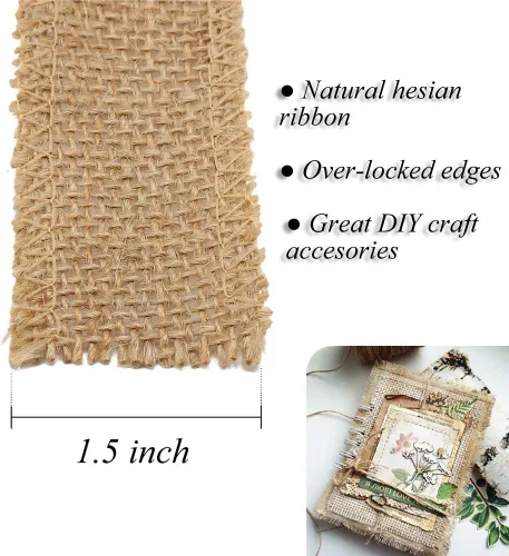 Vista 4 de DECORA 10 yardas de cinta de arpillera natural con lazo para moño, 2 pulgadas de ancho