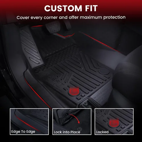 Vista 3 de LASFIT Alfombrillas de suelo para Toyota Tacoma 2024-2026 de doble cabina a gas (solo compatible con manual Tran), forros de suelo de TPE para todo