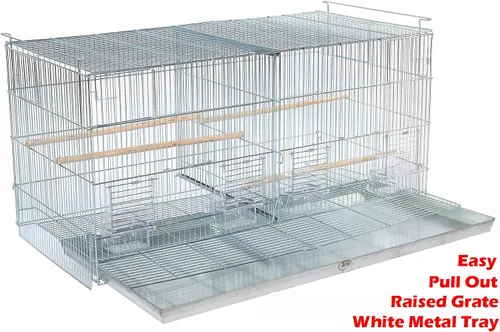 Vista 3 de Combo: Jaula de vuelo de aves galvanizada chapada en zinc apilable y bloqueo, divisor extraíble con soporte rodante