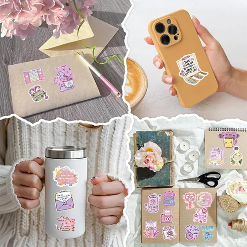 Vista 6 de 100 calcomanías holográficas inspiradoras para niñas y mujeres, palabras motivacionales positivas para botellas de agua, diario, álbumes