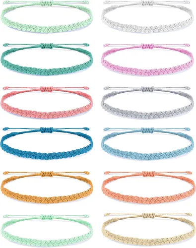 Vista 11 de Brazaletes impermeables de cuerda, para verano, con ola, brazalete para amistad, hecho a mano, para niña A-16 pulseras de cuerda