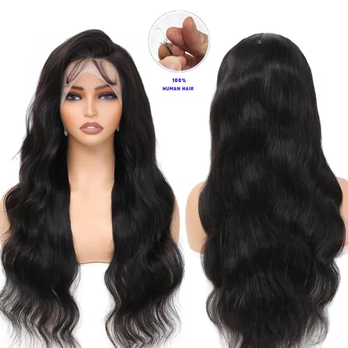 Vista 7 de Pelucas de cabello humano con encaje frontal HD de 13 x 6 pulgadas, densidad 200, pelucas de cabello humano ondulado con encaje frontal