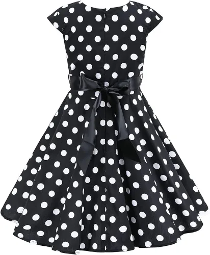 Vista 2 de Vestido de fiesta de té para niñas de los años 50 estilo vintage con diseño de lunares estilo rockabilly vestido de noche de cóctel para niños Audrey