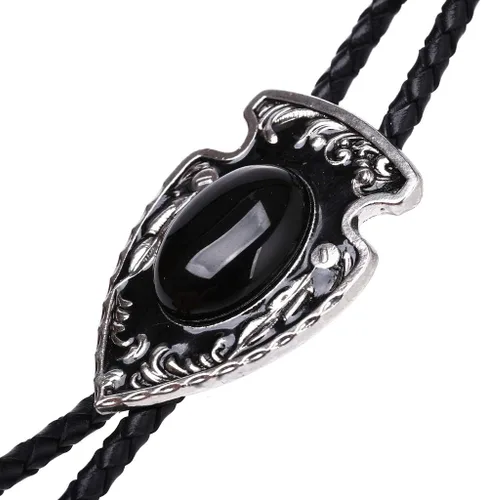 Vista 2 de HUABOLA CALYN Black Bolo Tie for Men, Native American Western Cowboy Bolo Tie