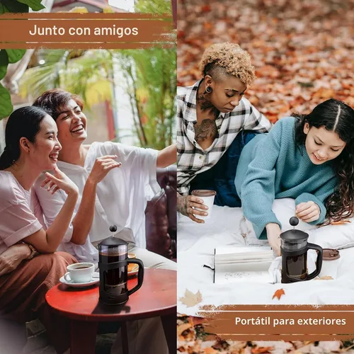 Vista 7 de RAINBEAN Mini Cafetera Francesa de Prensa, 1 Taza, 350 ml, Máximo Sabor con Filtro de Acero Inoxidable - Pequeña