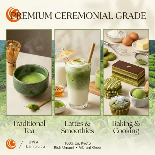 Vista 4 de Uji Matcha Daily Ceremonial Grade 3.53oz (100g) por Towa Kanbutu - Calidad premium, perfecto para ceremonias diarias y creaciones culinarias