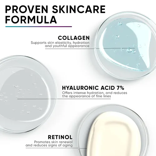 Vista 2 de Crema de colágeno para cara, cuello y escote, hidratante facial antienvejecimiento para mujeres con ácido hialurónico, vitamina E, fabricada