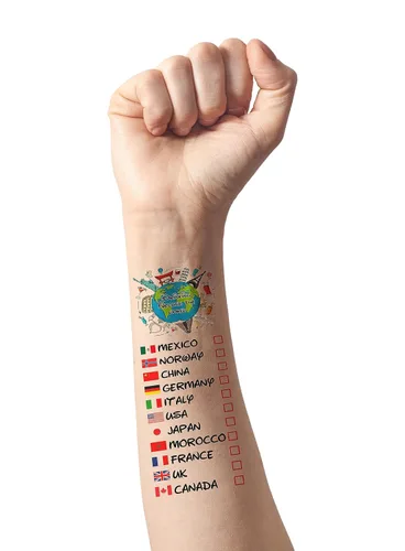 Vista 3 de Beber alrededor del mundo - Paquete de 4 tatuajes - Perfecto para viaje a Epcot
