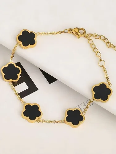 Vista 4 de RAFYZY Lucky Clover - Collar de trébol chapado en oro de 18 quilates y aretes para mujer, diseño de trébol de la suerte, juego de joyería simple