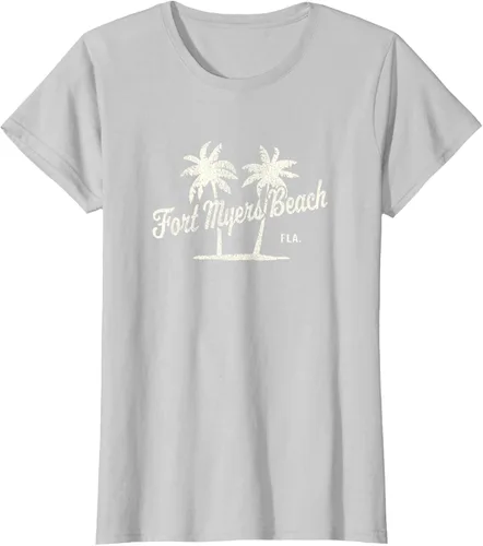 Vista 28 de Fort Myers Beach Florida Vintage 70s Palm Trees Graphic T-Shirt