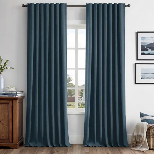 Vista 53 de MIULEE Cortinas de lino 100% opacas para dormitorio, marfil sólido, decoración de lujo, aislamiento térmico, cortinas oscurecedoras para sala