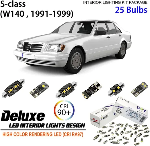 Vista 8 de ZIYO ZPL5140 - Kit de luz interior LED de repuesto para Mercedes Benz Clase S W140 1991-1999, 6000K xenón blanco cúpula bombillas Upgrage sin