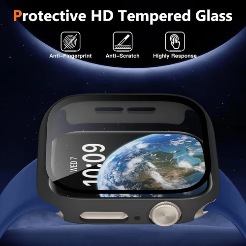 Vista 4 de Charlam - Funda de policarbonato duro compatible con Apple Watch de 38 mm, series 1, 2, 3, protector de pantalla integrado, ultradelgada, cobertura