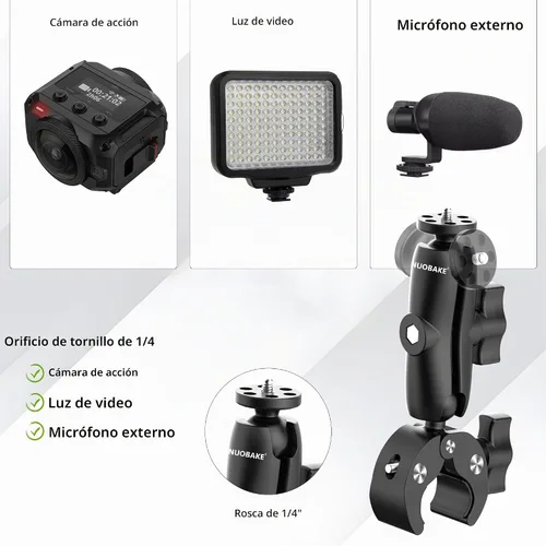 Vista 4 de Kit de montaje en manillar de bicicleta y motocicleta para Insta360, abrazadera de selfie stick para manillar de bicicleta de tercera persona