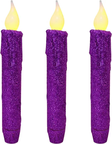 Vista 16 de CVHOMEDECO. Velas LED sin llama con purpurina parpadeantes que funcionan con pilas, con temporizador para el hogar, boda, Halloween, decoración