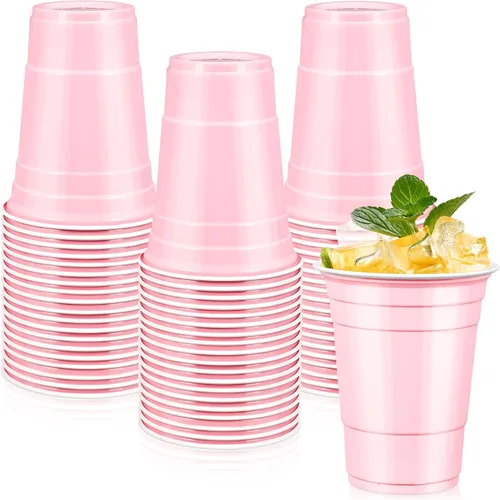 Vista 13 de LANLISA 50 vasos de plástico negros, vasos desechables de 16 onzas, tazas para beber para suministros de fiesta