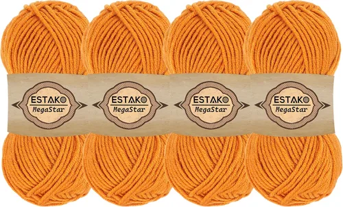 Vista 60 de Estako Megastar, 3.52 Oz (100g) de hilo de acrílico 75% y lana 25%, suave, peso grueso voluminoso #5 para crochet y tejer 120 yardas (110m)