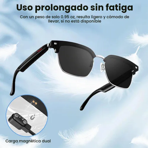 Vista 6 de Lentes inteligentes con Bluetooth, para hombres y mujeres, control táctil, protección UV al aire libre y control de voz, llamadas manos libres