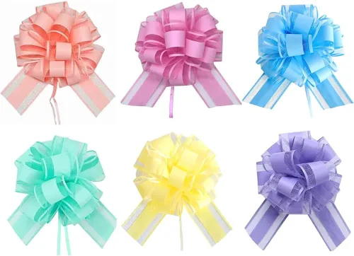 Vista 13 de 6 piezas de lazos de tirar, lazo de regalo verde frijol, 6 pulgadas, Navidad, fiesta, regalo de cumpleaños, boda, lazos de cinta para envolver cajas