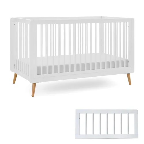 Vista 10 de Tatum 3-en-1 Convertible de madera cuna de bebé - Blanco