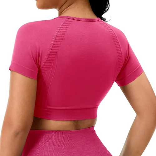 Vista 2 de YEOREO Amplify - Camiseta de manga corta sin costuras para mujer, para entrenamiento, gimnasio, yoga, camisetas atléticas