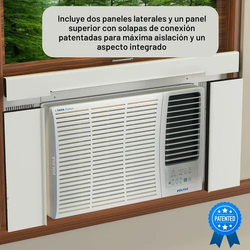 Vista 2 de Paneles de aislamiento envolvente Breeze Stop con aislamiento lateral blanco para unidad de aire acondicionado de ventana cubierta de aire