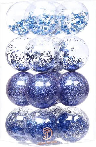 Vista 42 de Sea Team Juego de bolas de Navidad de plástico transparente, inastillables, varios tamaños, bolas decorativas de Navidad con decoraciones delicadas