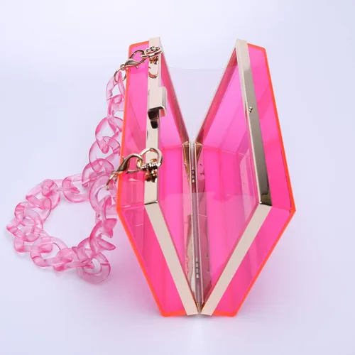 Vista 4 de Bolsos de noche transparentes de acrílico para mujer, bolsos de embrague vintage para banquetes