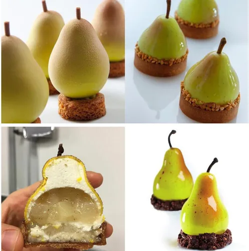 Vista 5 de Moldes de silicona en forma de pera, herramientas de decoración de pasteles, utensilios para hornear, mousse de postre francés, molde para hornear