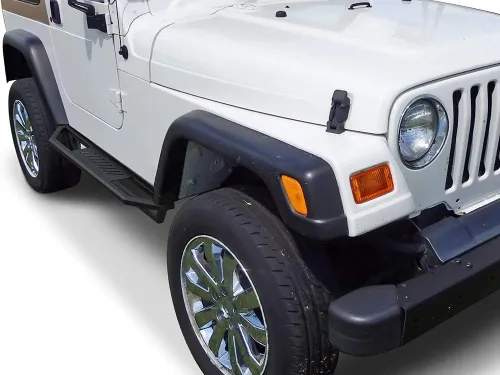 Vista 2 de APS iArmor Escalones Laterales de Acero Inoxidable para Jeep Wrangler 1987-2006 (Resistente, Recubierto en Polvo Negro)