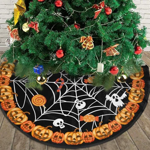 Vista 3 de Adornos para árbol de Navidad de Halloween, falda de árbol de 30 pulgadas para decoración