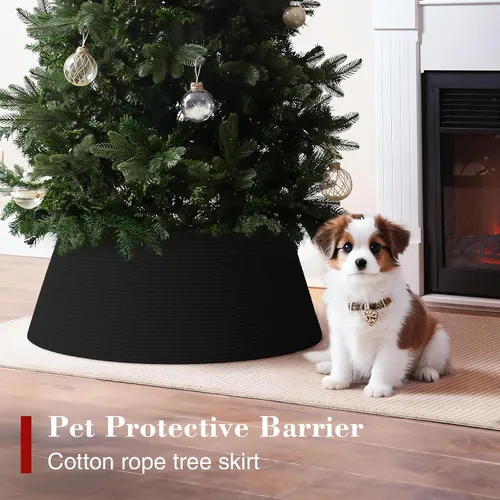 Vista 4 de Collar de árbol de Navidad, falda grande para árboles artificiales de 6 a 9 Negro