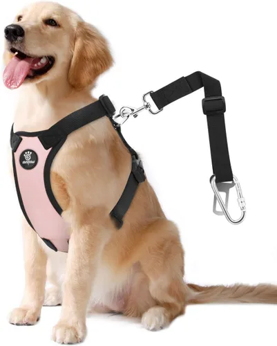Vista 13 de VavoPaw cinturón de seguridad para perro, arnés de coche con hebilla ajustable para perro, cinturón de seguridad de nailon para mascotas, resistente