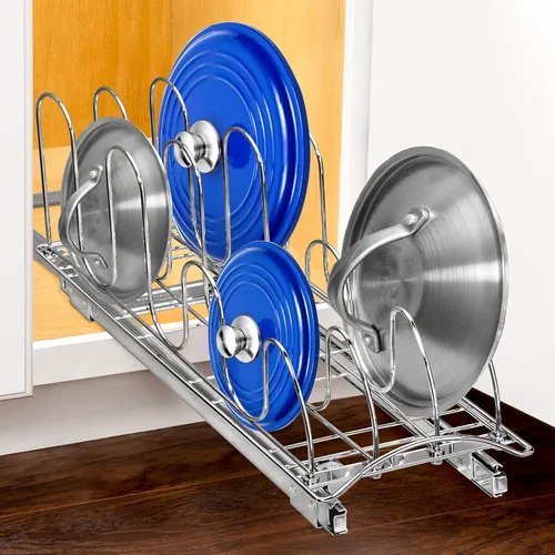 Vista 3 de LYNK PROFESSIONAL® Organizador de tapas extraíbles para ollas y sartenes debajo del gabinete, organizador de hojas de galletas para gabinete, cajón