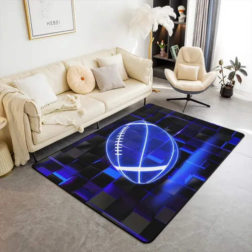 Vista 23 de Erosebridal Tapete de fútbol para interiores de 3 x 5 pulgadas, alfombra de fútbol neón para niños, adolescentes, hombres, brillantes, geométricas