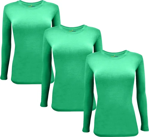 Vista 152 de Natural Uniforms Camiseta Under Scrub para mujer, cuello redondo, manga larga, paquete de 3, paquete múltiple de 3