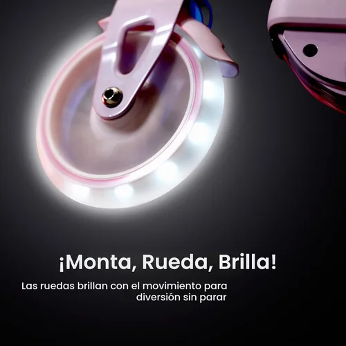 Vista 6 de AERO MOBILITY Two-Wheel Kick Scooter for Kids 5-8 with Dynamic RGB Lights Púrpura/Rosado